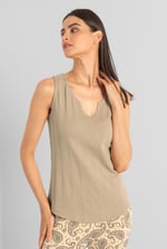Textured Sleeveless V-neck Tank Top