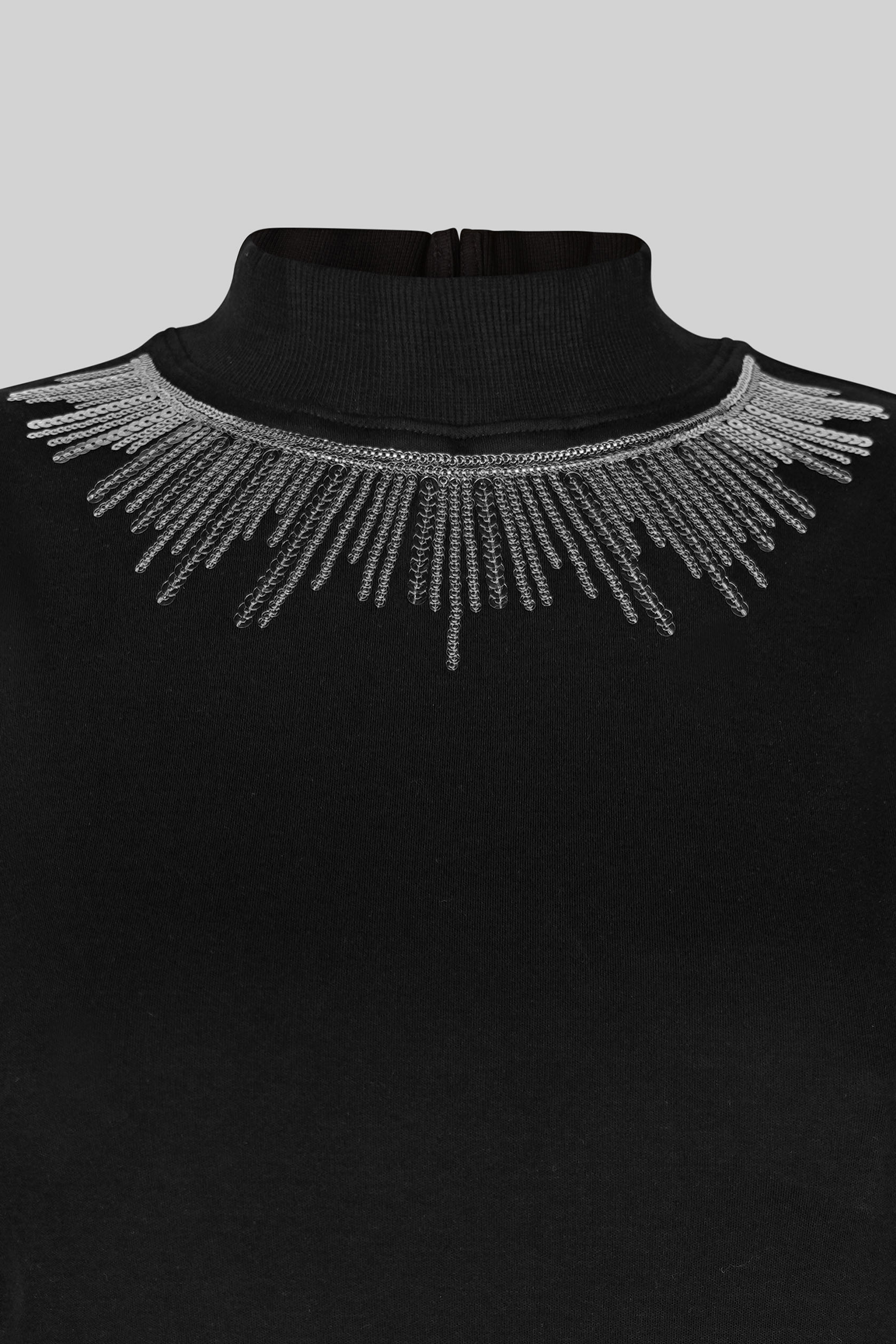 Silver Sequin High Neck Sleeveless Top