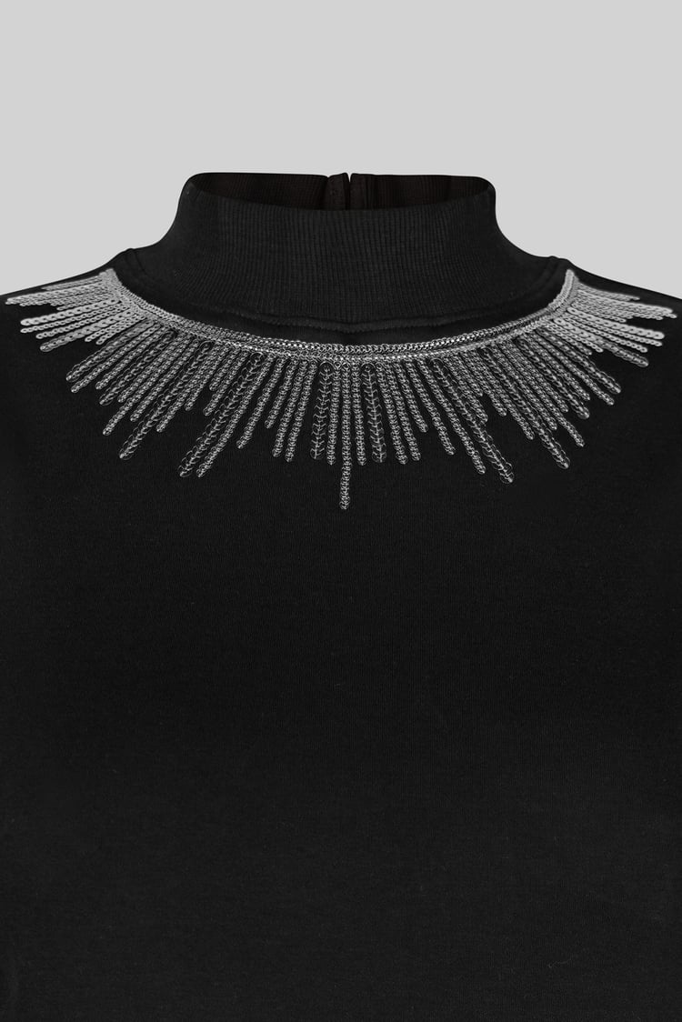 Silver Sequin High Neck Sleeveless Top