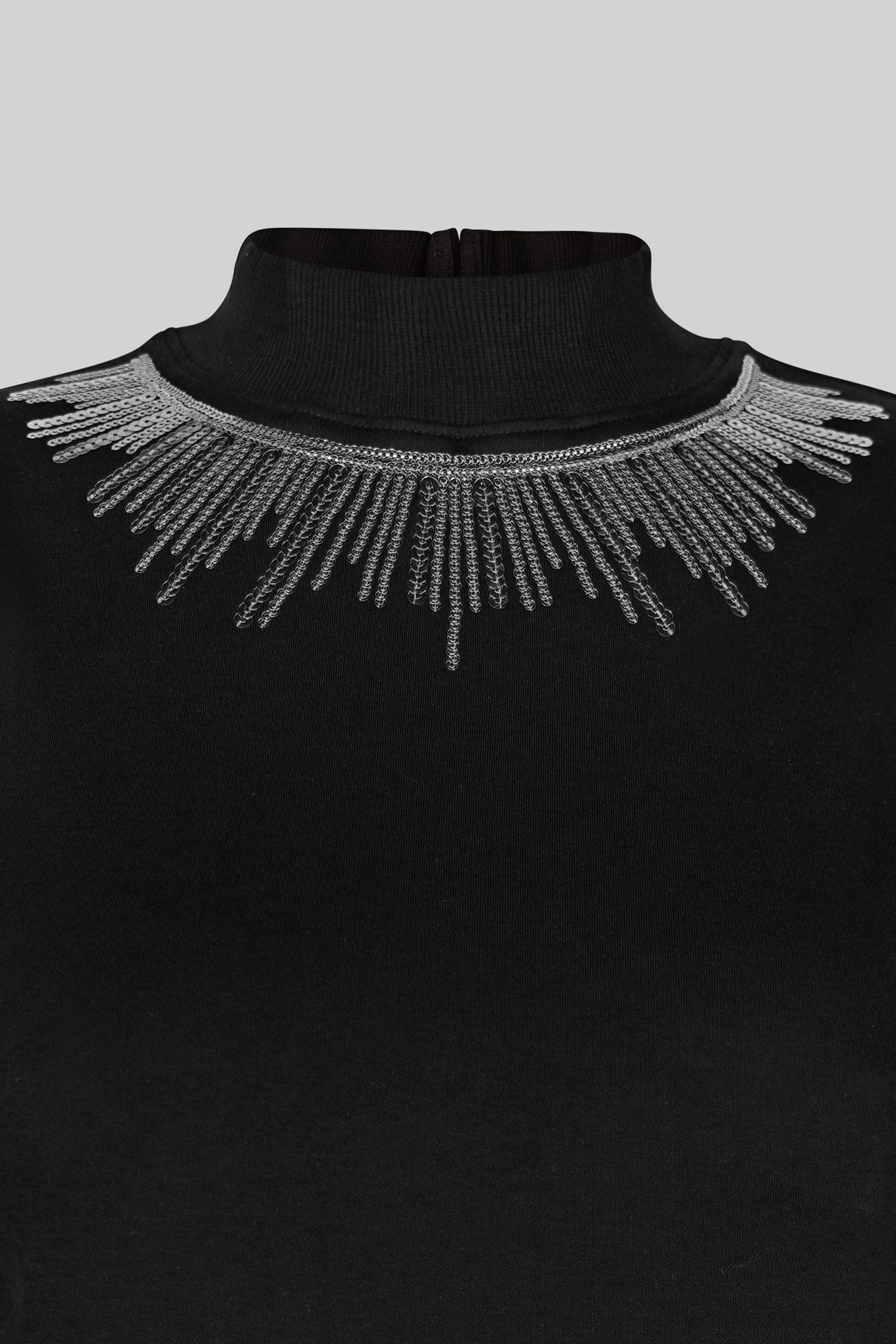 Silver Sequin High Neck Sleeveless Top