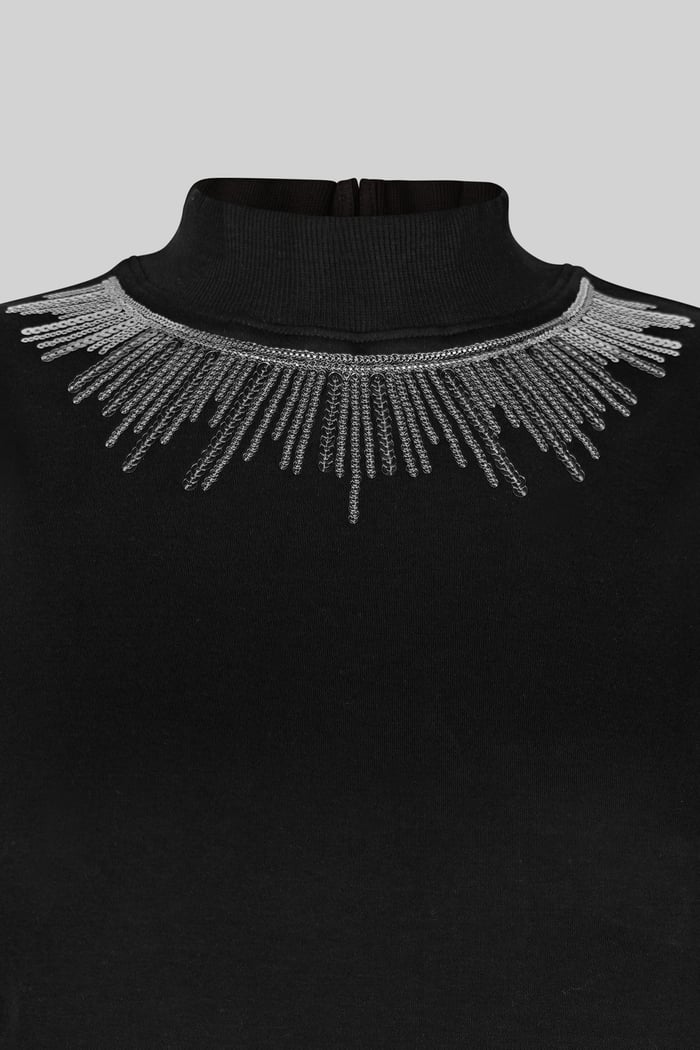 Silver Sequin High Neck Sleeveless Top