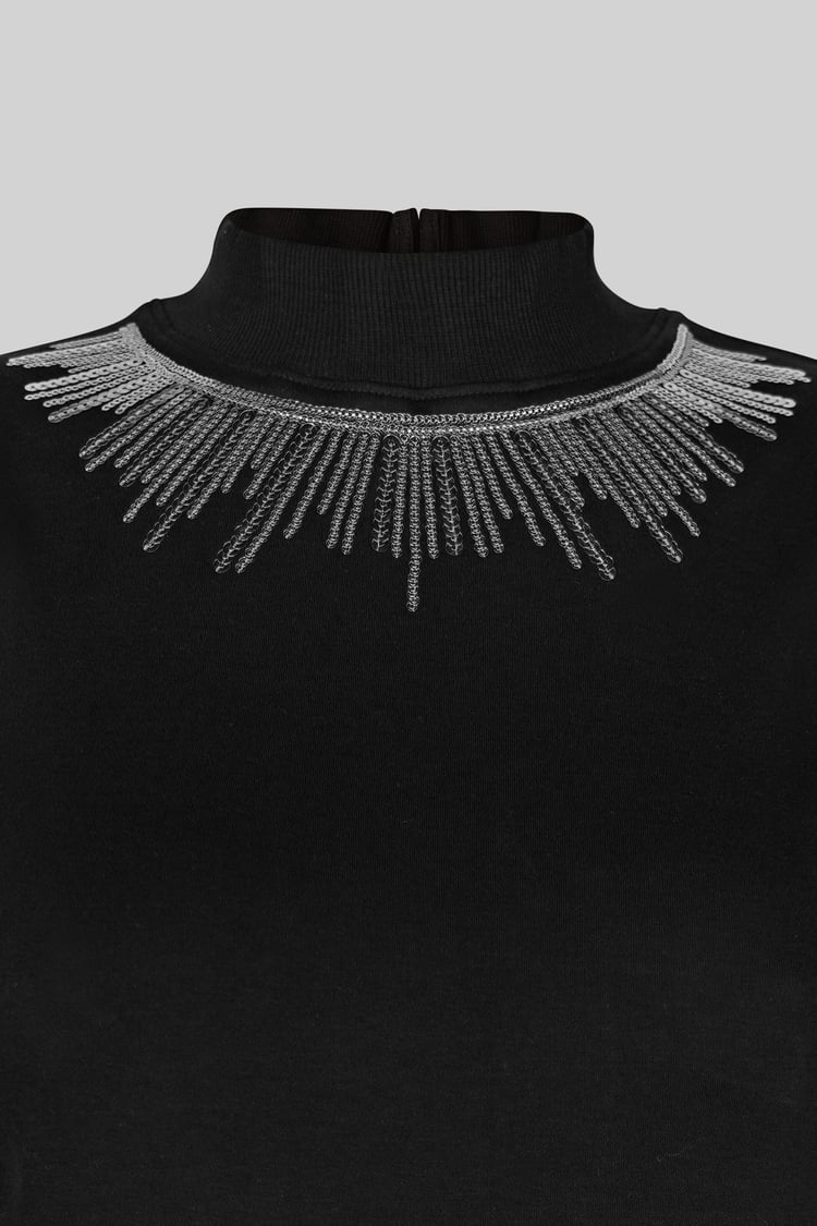 Silver Sequin High Neck Sleeveless Top