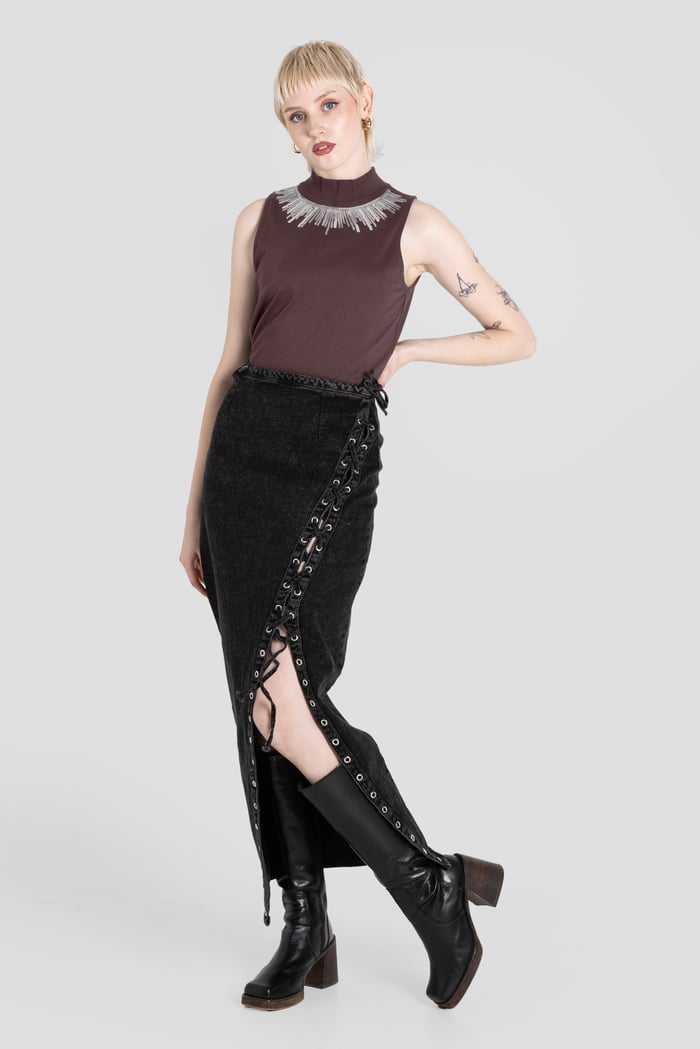 Silver Sequin High Neck Sleeveless Top