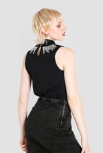 Silver Sequin High Neck Sleeveless Top