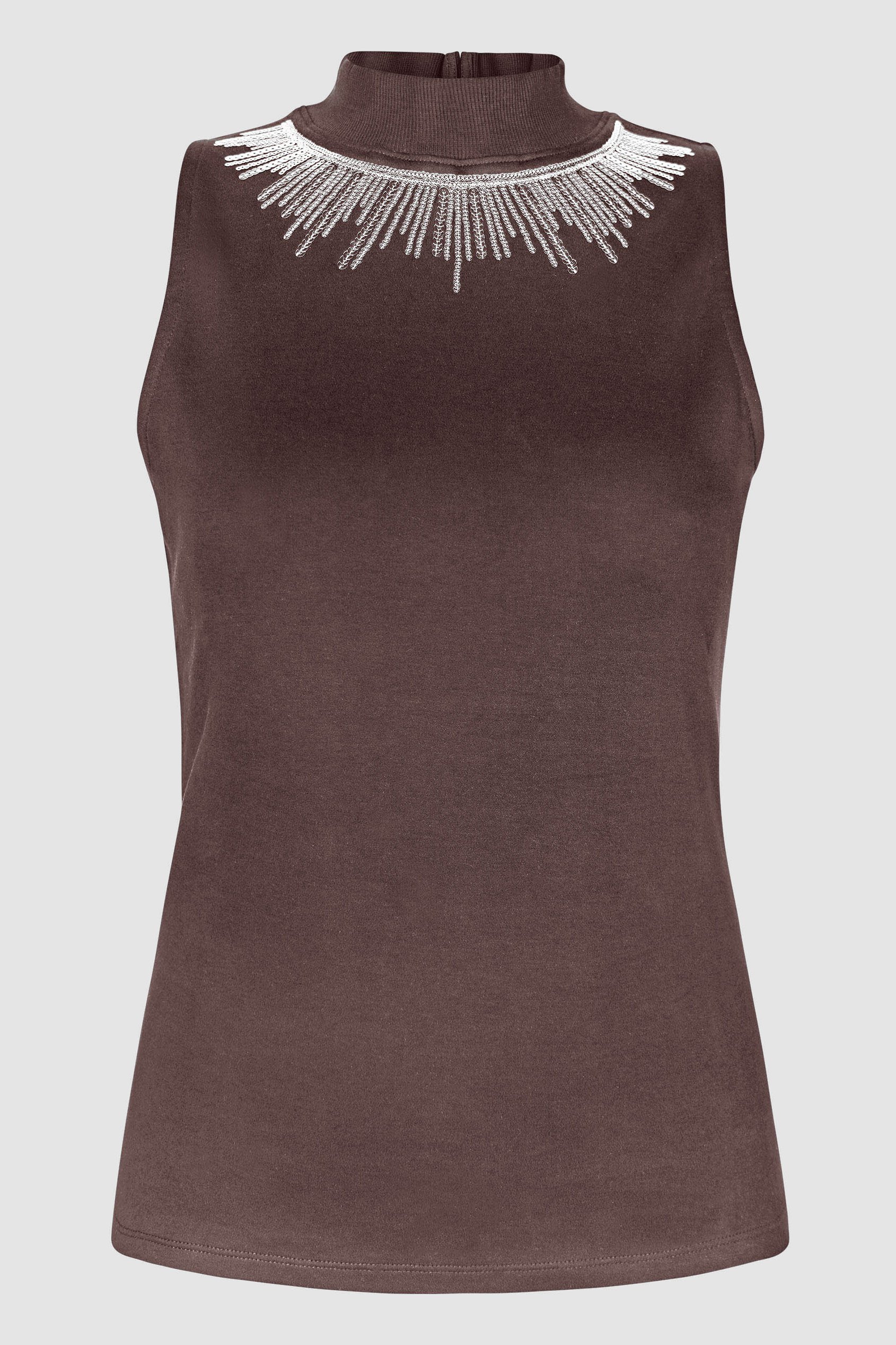 Silver Sequin High Neck Sleeveless Top