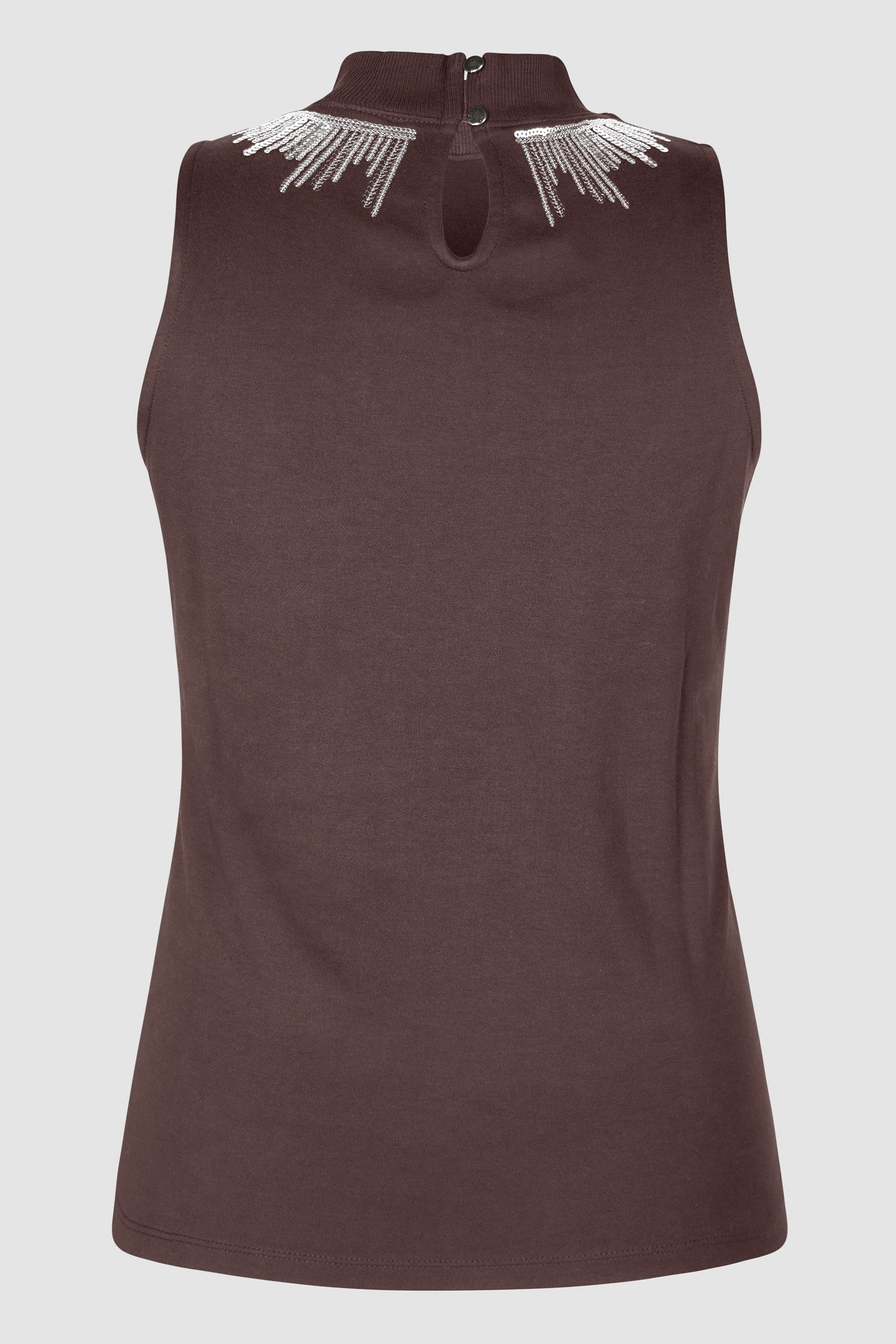 Silver Sequin High Neck Sleeveless Top