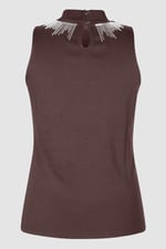 Silver Sequin High Neck Sleeveless Top