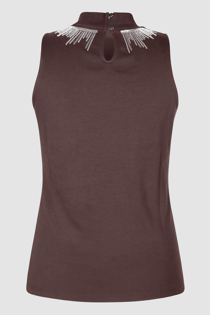 Silver Sequin High Neck Sleeveless Top