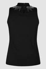 Silver Sequin High Neck Sleeveless Top