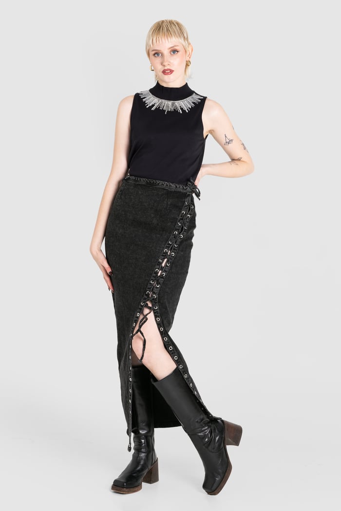 Silver Sequin High Neck Sleeveless Top