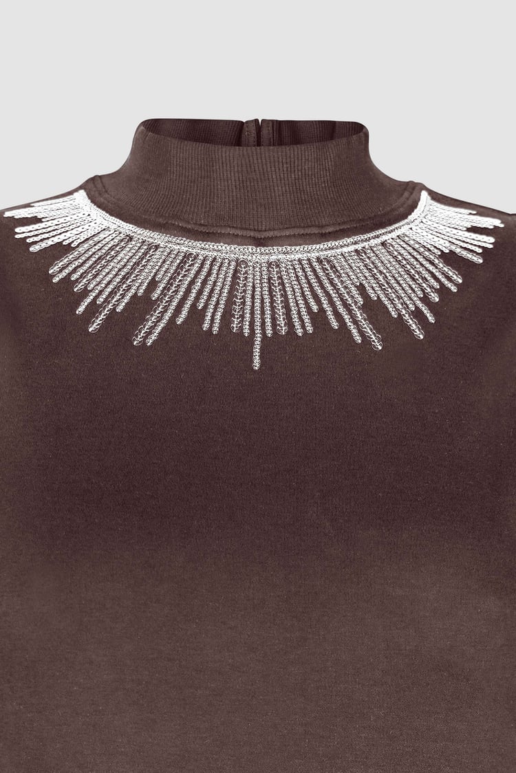 Silver Sequin High Neck Sleeveless Top