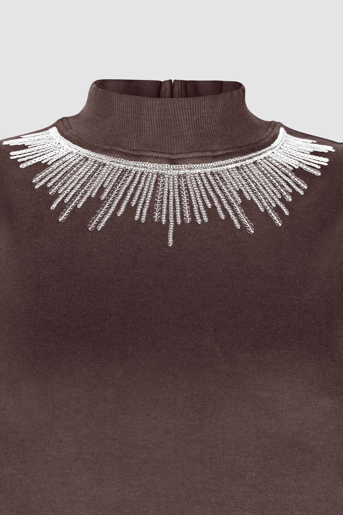 Silver Sequin High Neck Sleeveless Top