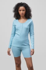 Ribbed Cycling Shorts & LS T-Shirt  Set