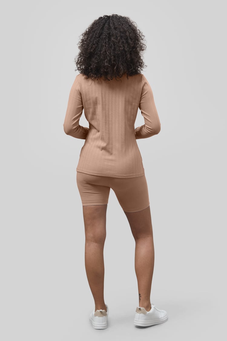 Ribbed Cycling Shorts & LS T-Shirt  Set