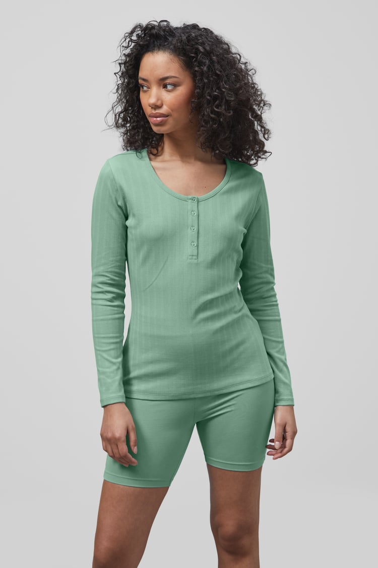 Ribbed Cycling Shorts & LS T-Shirt  Set