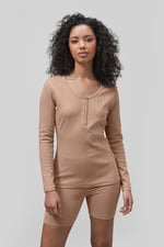 Ribbed Cycling Shorts & LS T-Shirt  Set