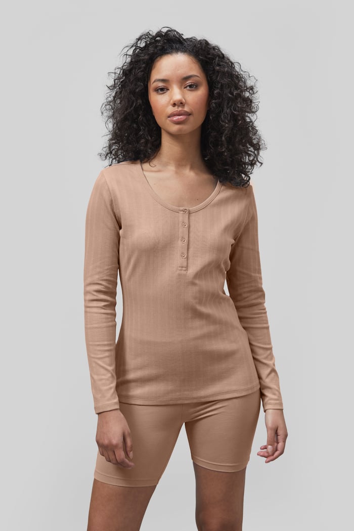 Ribbed Cycling Shorts & LS T-Shirt  Set