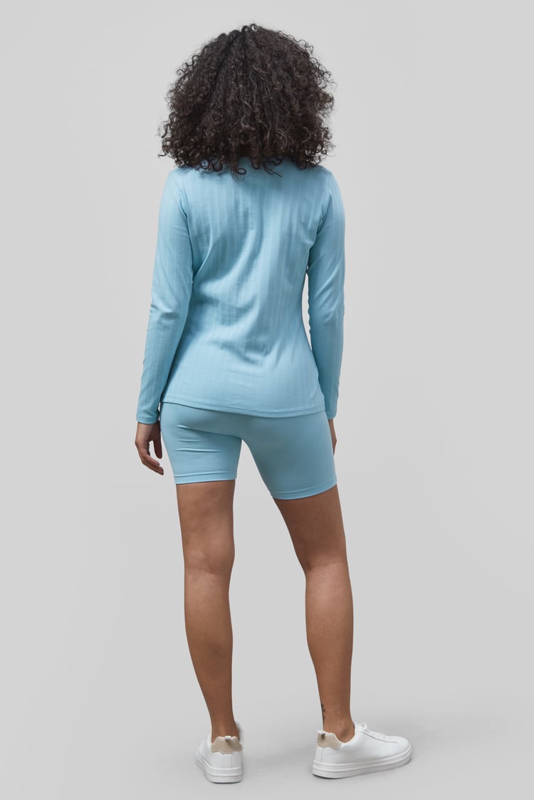 Ribbed Cycling Shorts & LS T-Shirt  Set