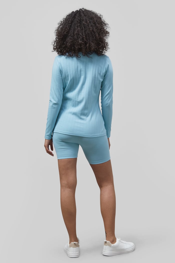 Ribbed Cycling Shorts & LS T-Shirt  Set