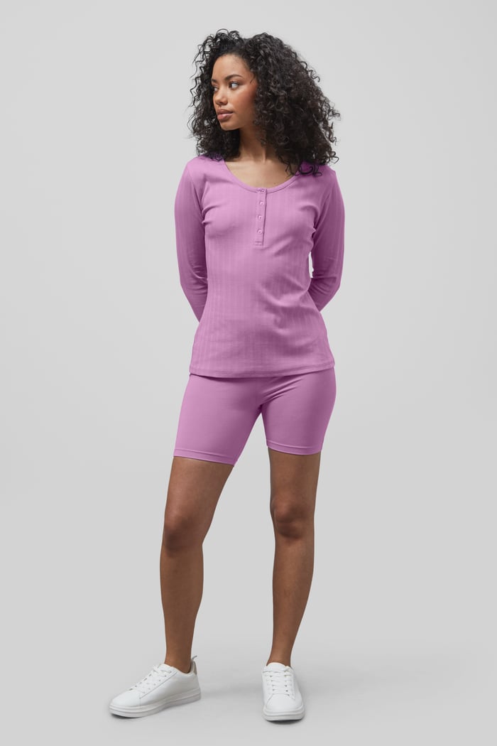 Ribbed Cycling Shorts & LS T-Shirt  Set