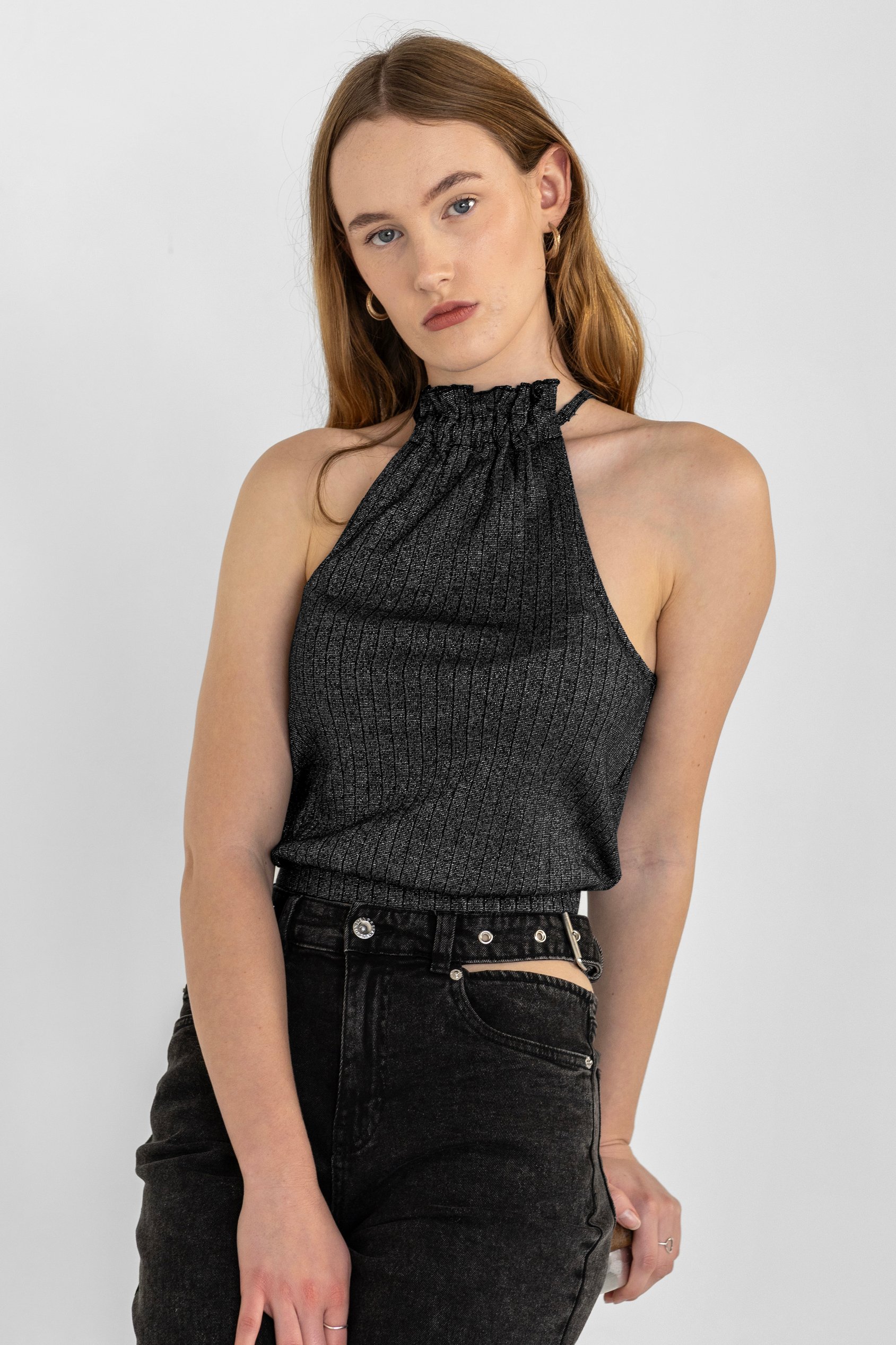Halter Neck Bow Details Crop Top