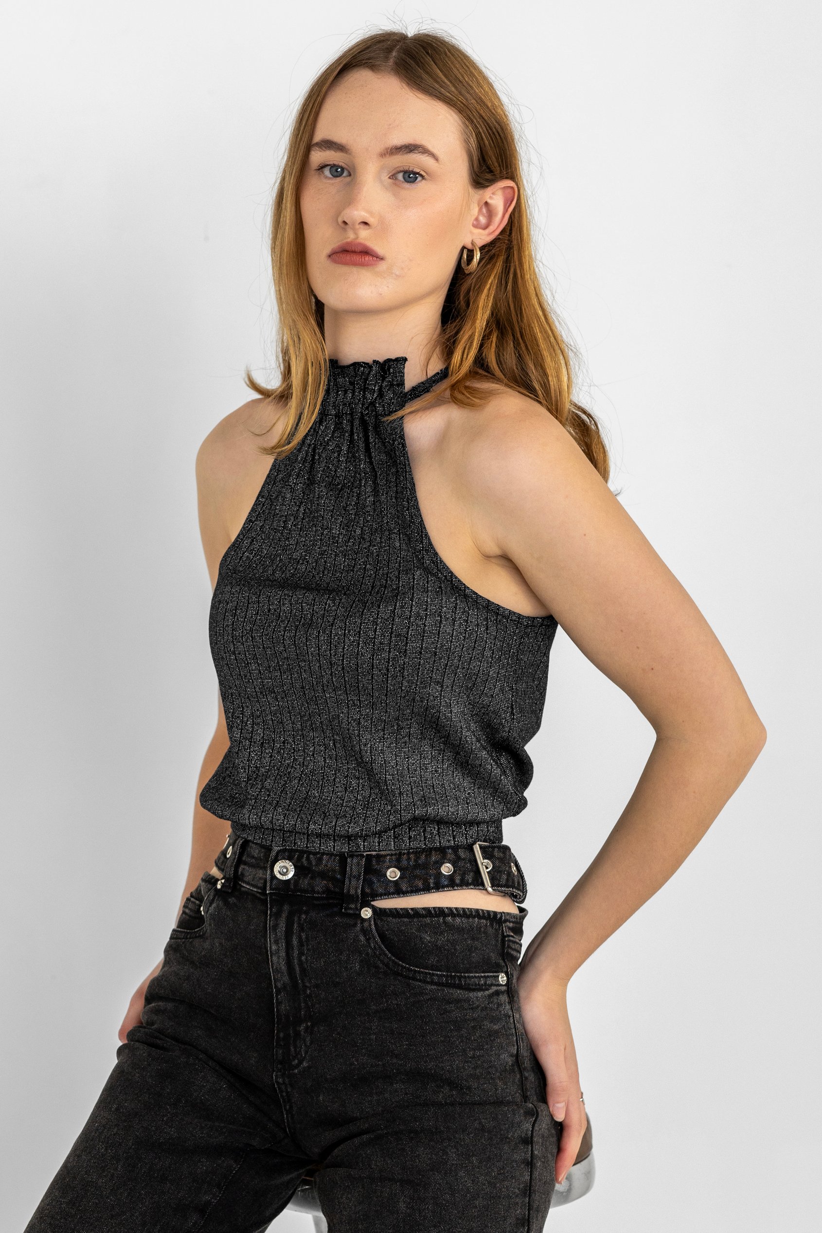 Halter Neck Bow Details Crop Top