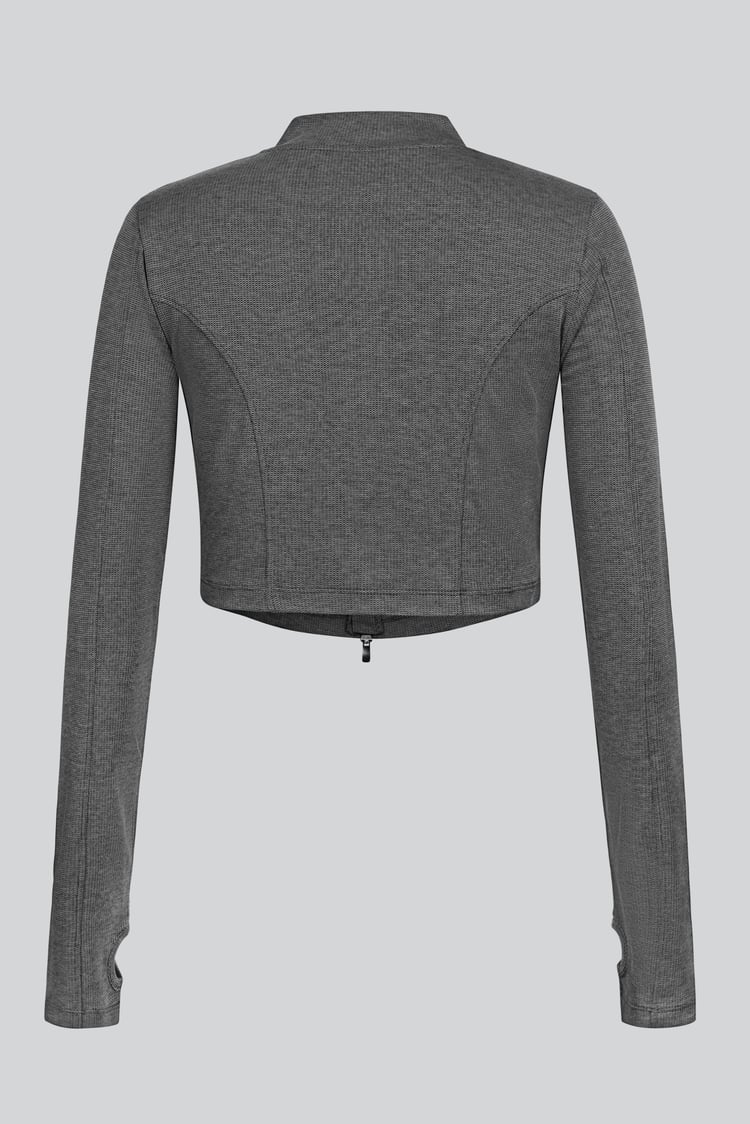 Design Jersey Long Sleeve Crop Zip Top
