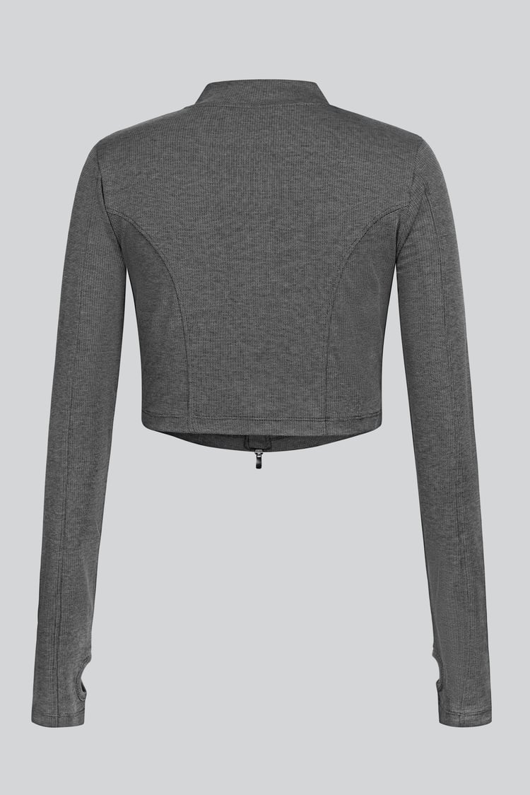 Design Jersey Long Sleeve Crop Zip Top
