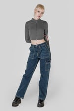 Design Jersey Long Sleeve Crop Zip Top