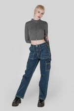 Design Jersey Long Sleeve Crop Zip Top