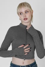 Design Jersey Long Sleeve Crop Zip Top