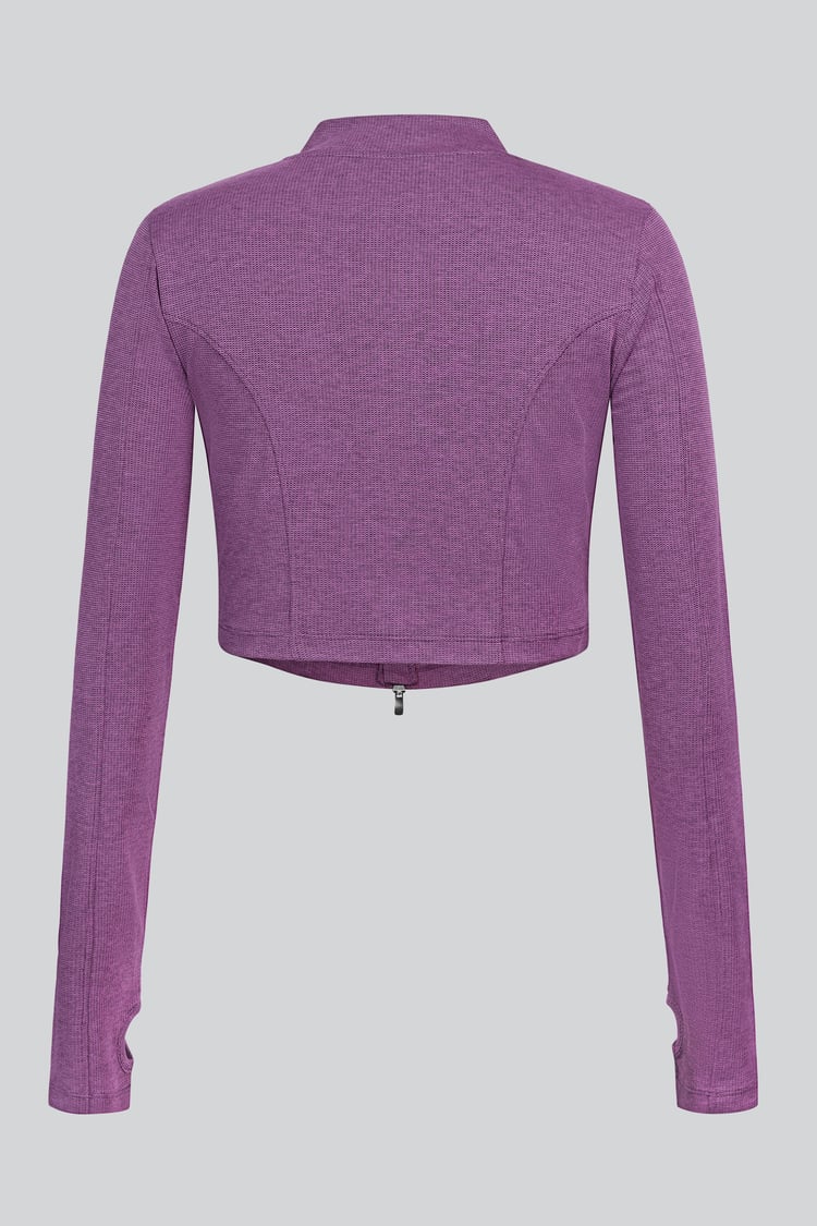 Design Jersey Long Sleeve Crop Zip Top