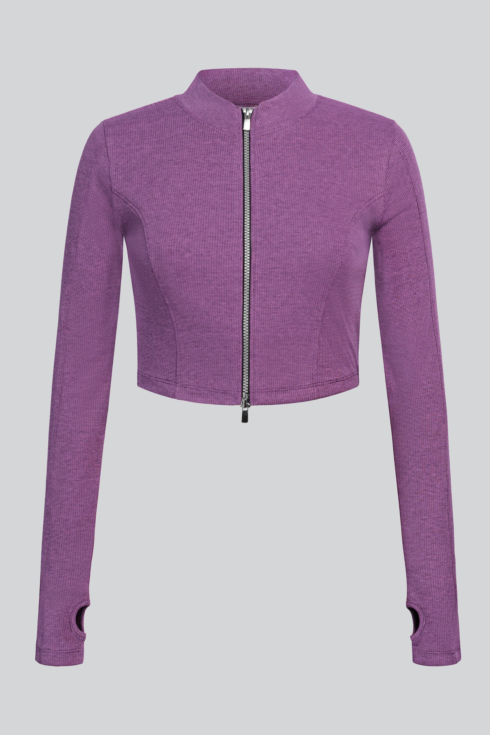 Design Jersey Long Sleeve Crop Zip Top