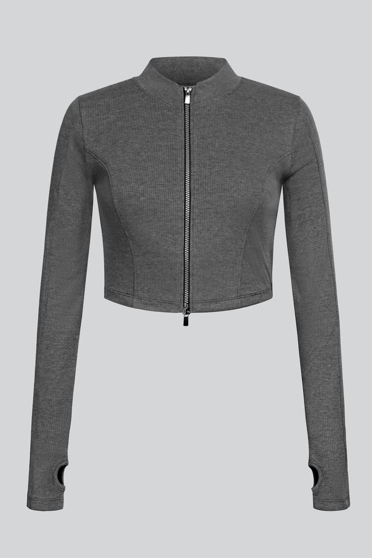Design Jersey Long Sleeve Crop Zip Top