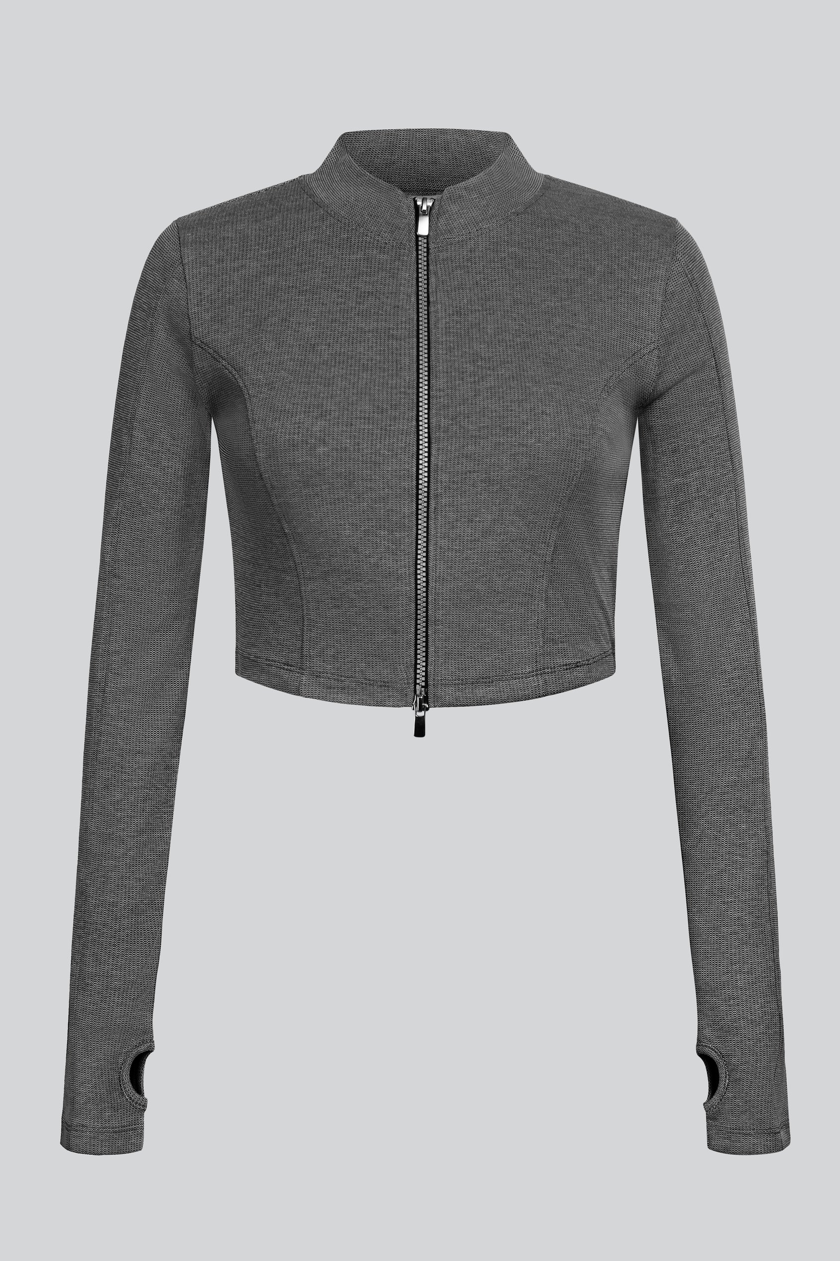 Design Jersey Long Sleeve Crop Zip Top