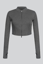 Design Jersey Long Sleeve Crop Zip Top