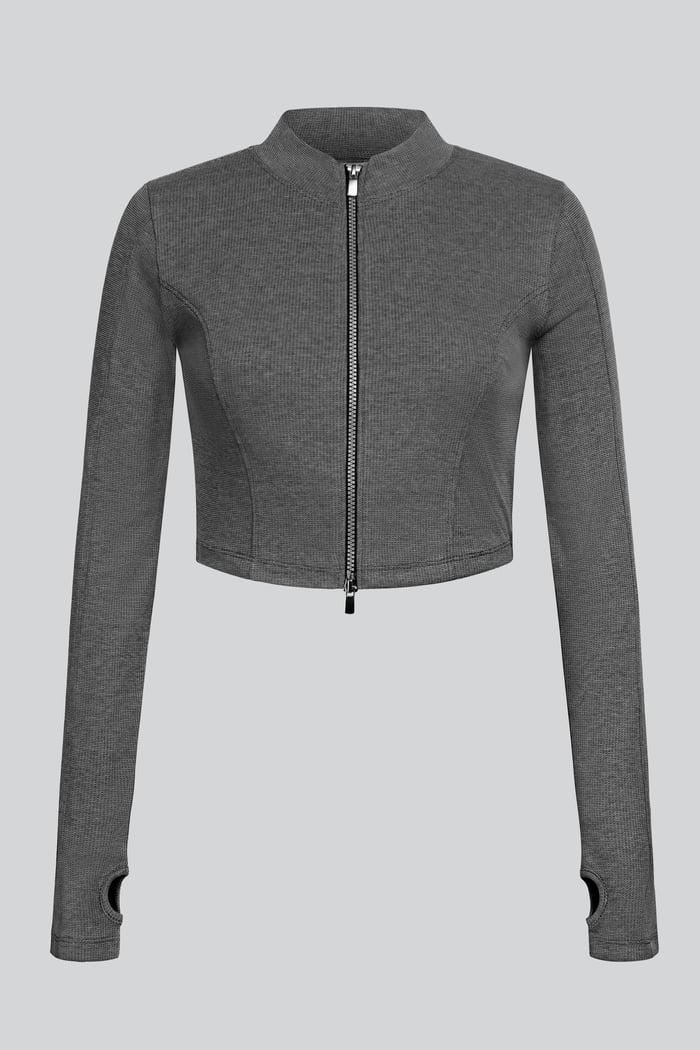 Design Jersey Long Sleeve Crop Zip Top