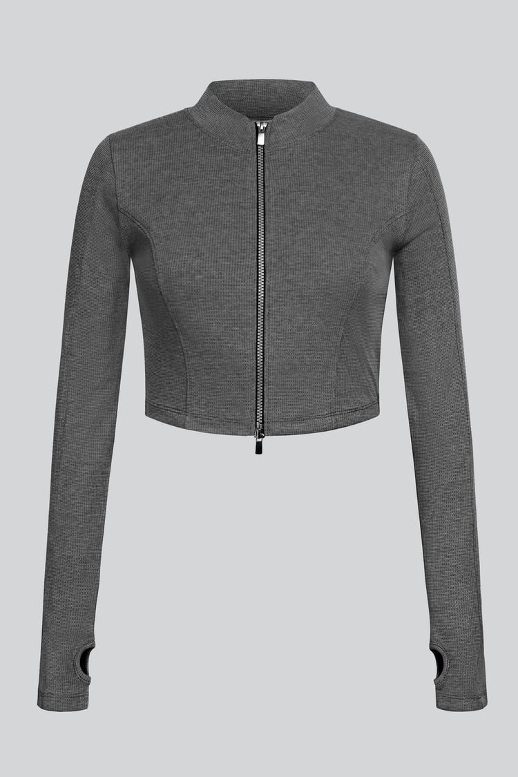 Design Jersey Long Sleeve Crop Zip Top