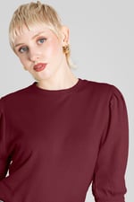 Long Sleeve Crew Neck Jersey Top With Puff Sleeve