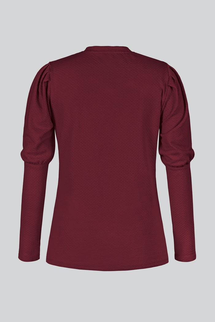 Long Sleeve Crew Neck Jersey Top With Puff Sleeve