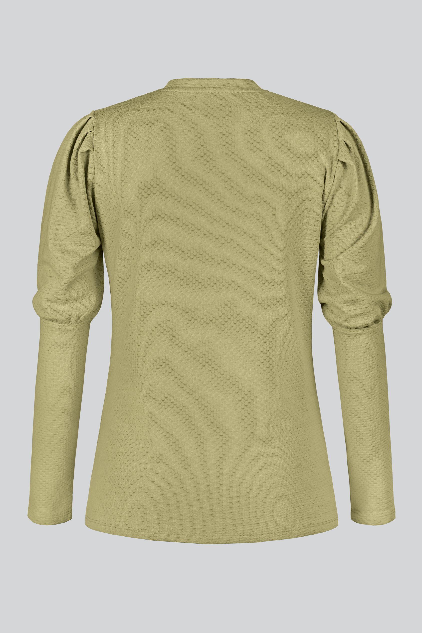 Long Sleeve Crew Neck Jersey Top With Puff Sleeve