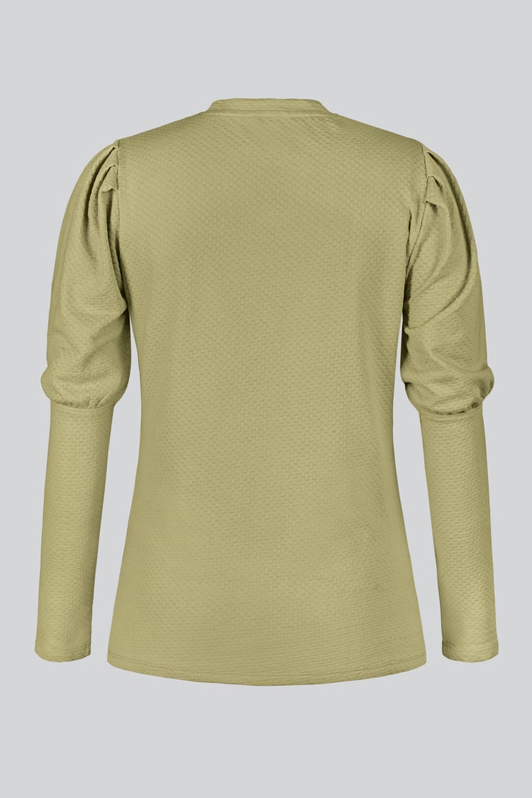 Long Sleeve Crew Neck Jersey Top With Puff Sleeve