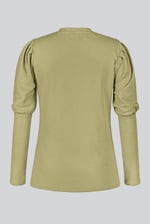 Long Sleeve Crew Neck Jersey Top With Puff Sleeve