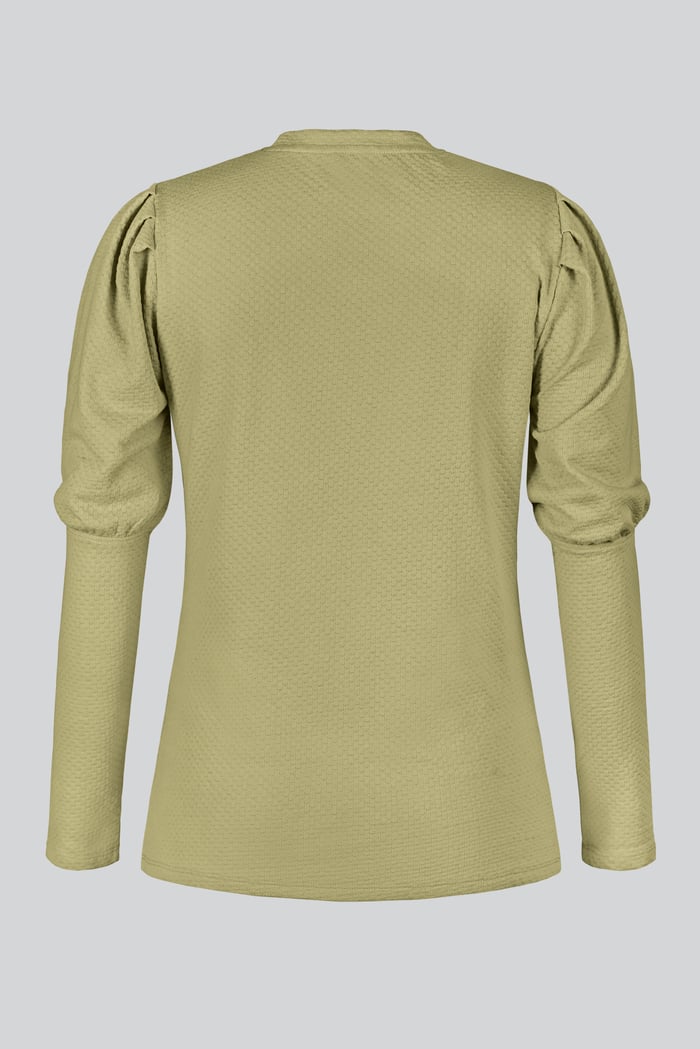 Long Sleeve Crew Neck Jersey Top With Puff Sleeve
