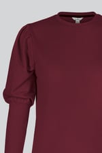 Long Sleeve Crew Neck Jersey Top With Puff Sleeve
