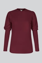 Long Sleeve Crew Neck Jersey Top With Puff Sleeve