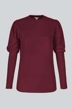 Long Sleeve Crew Neck Jersey Top With Puff Sleeve
