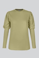 Long Sleeve Crew Neck Jersey Top With Puff Sleeve