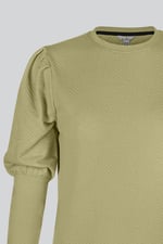 Long Sleeve Crew Neck Jersey Top With Puff Sleeve