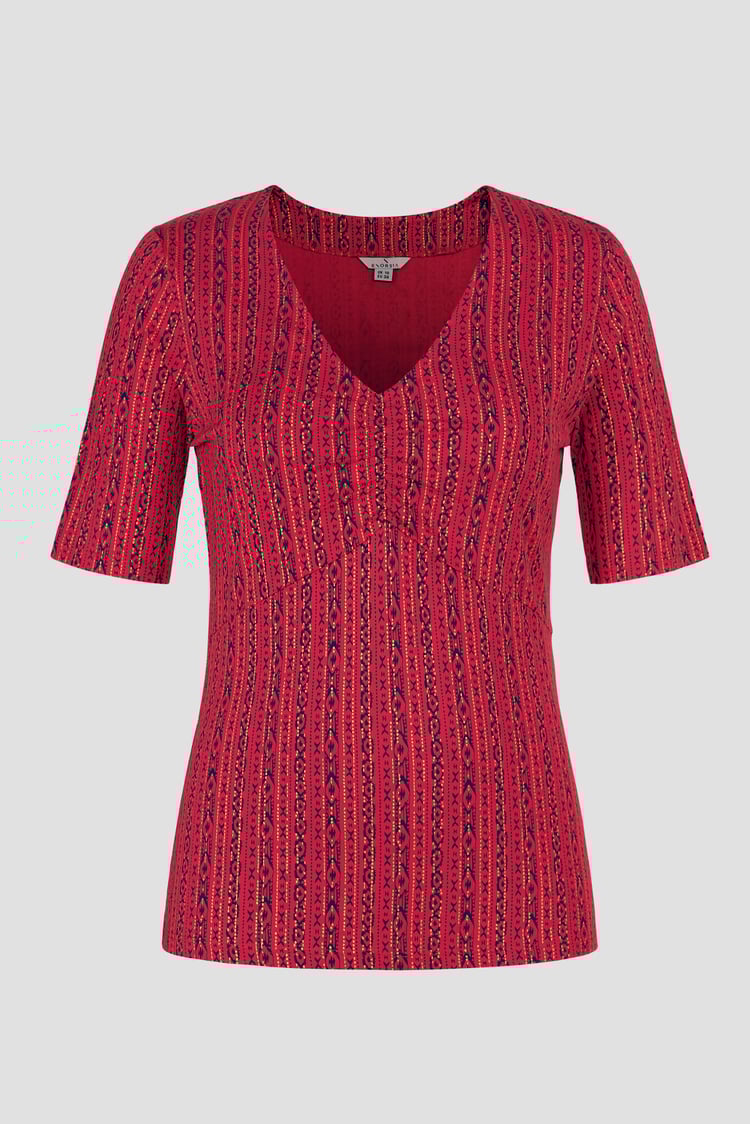 Short Sleeve Shimmer Printed Viscose Top